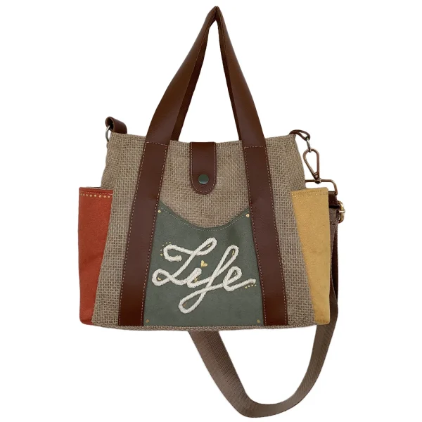 Kalia Vida 3 Mini cabas artisanal KALIA VIDA multicolore avec broderie “Life”
