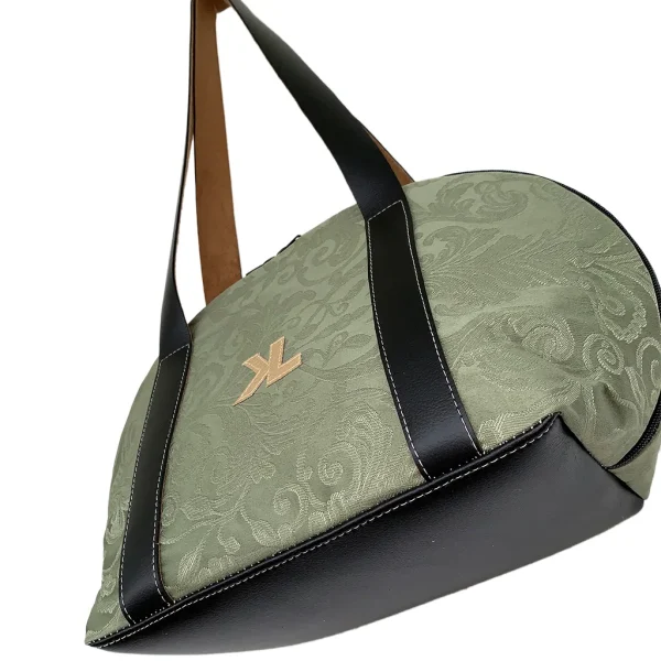 Kima Chic 10 Sac à main artisanal KIMA CHIC en jacquard vert avec anses noires – vue de dessous
